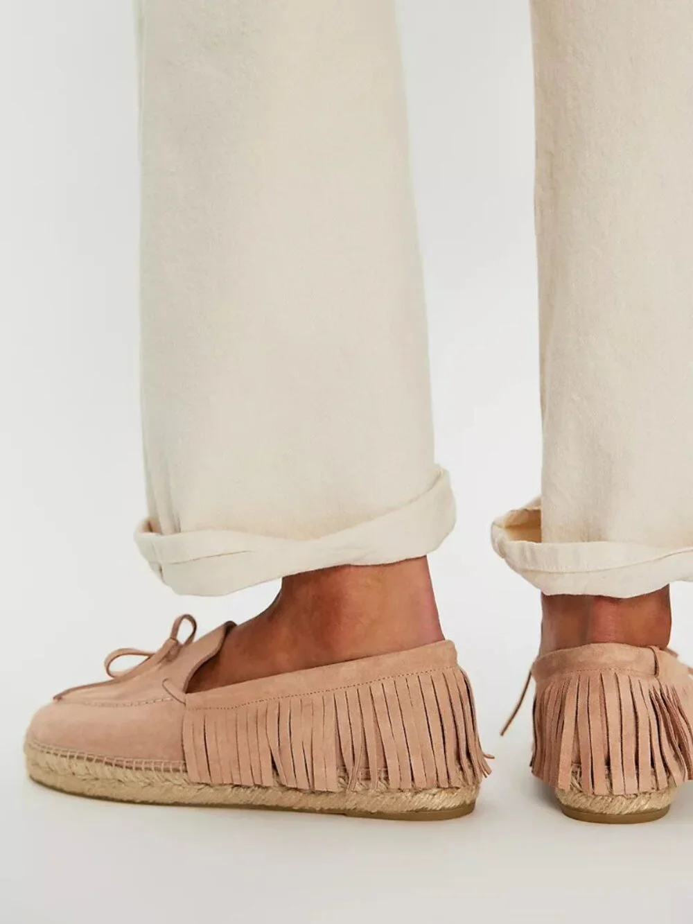 FREE PEOPLE Faraway Fringe Espadrilles / Dusty Rose
